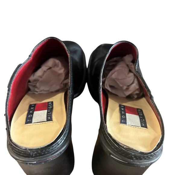 Y2K‎ Vtg Tommy Hilfiger Black Leather Mules Chunky
Heels Size 6 - Picture 4 of 8